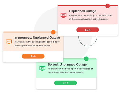Unplanned outage notification messages