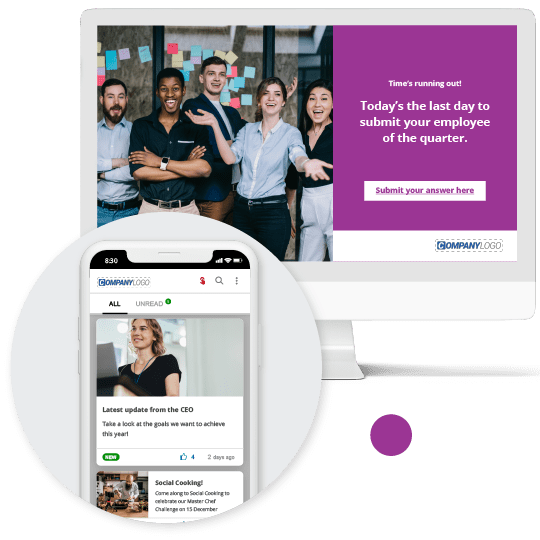 Employee screensaver and employee app